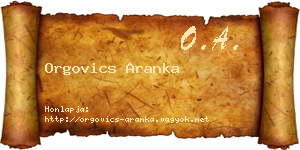 Orgovics Aranka névjegykártya