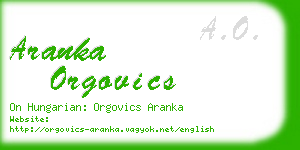 aranka orgovics business card